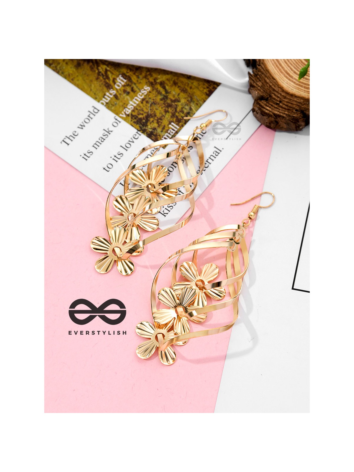 The Golden Intertwined Florals - Casual Daily-wear Danglers