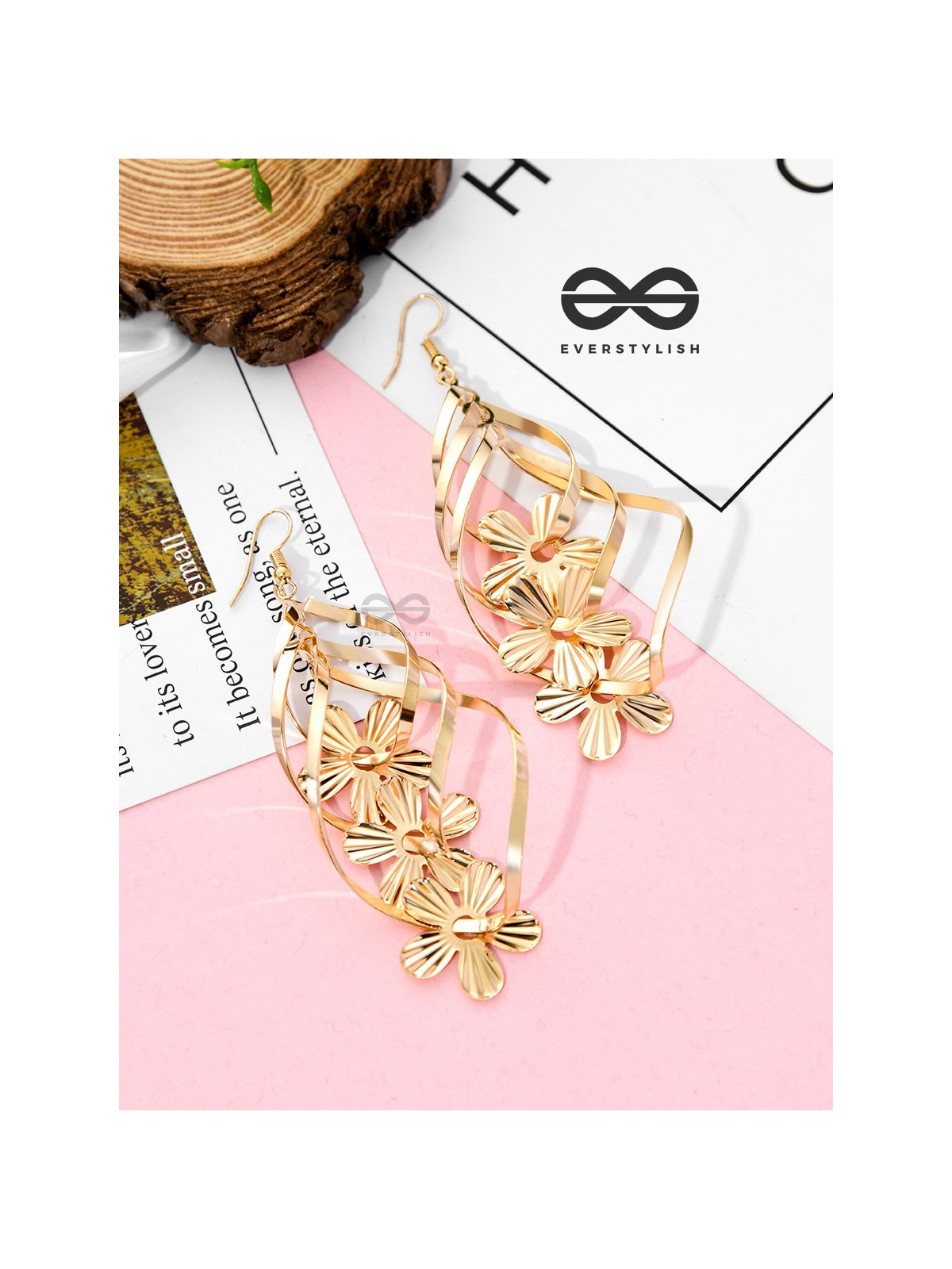 The Golden Intertwined Florals - Casual Daily-wear Danglers