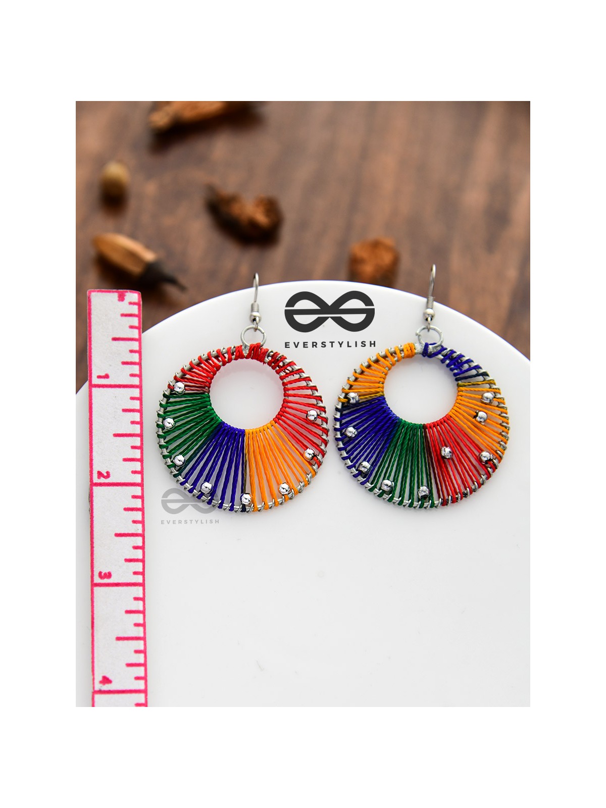 A Handwoven Delight - Multicoloured Handicraft Earrings