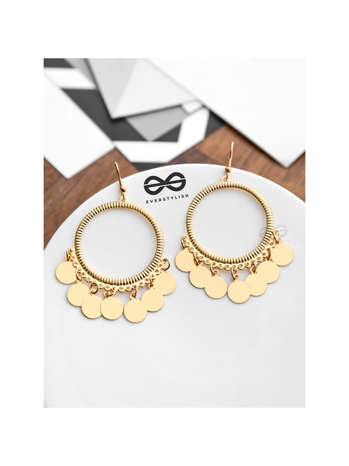 The Circular Charm Danglers - The Golden Charm Collection