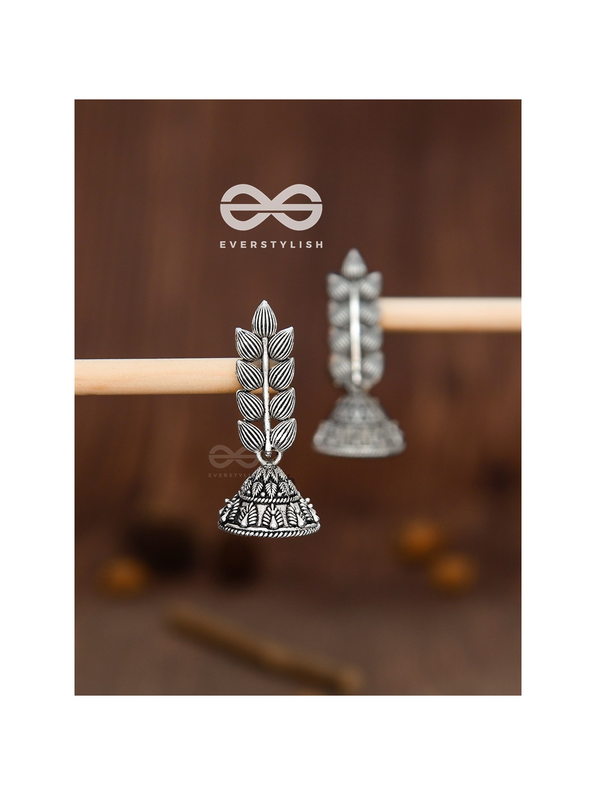The Elegant Leaf Intricate Peacock Jhumkis - Oxidised Boho Earrings