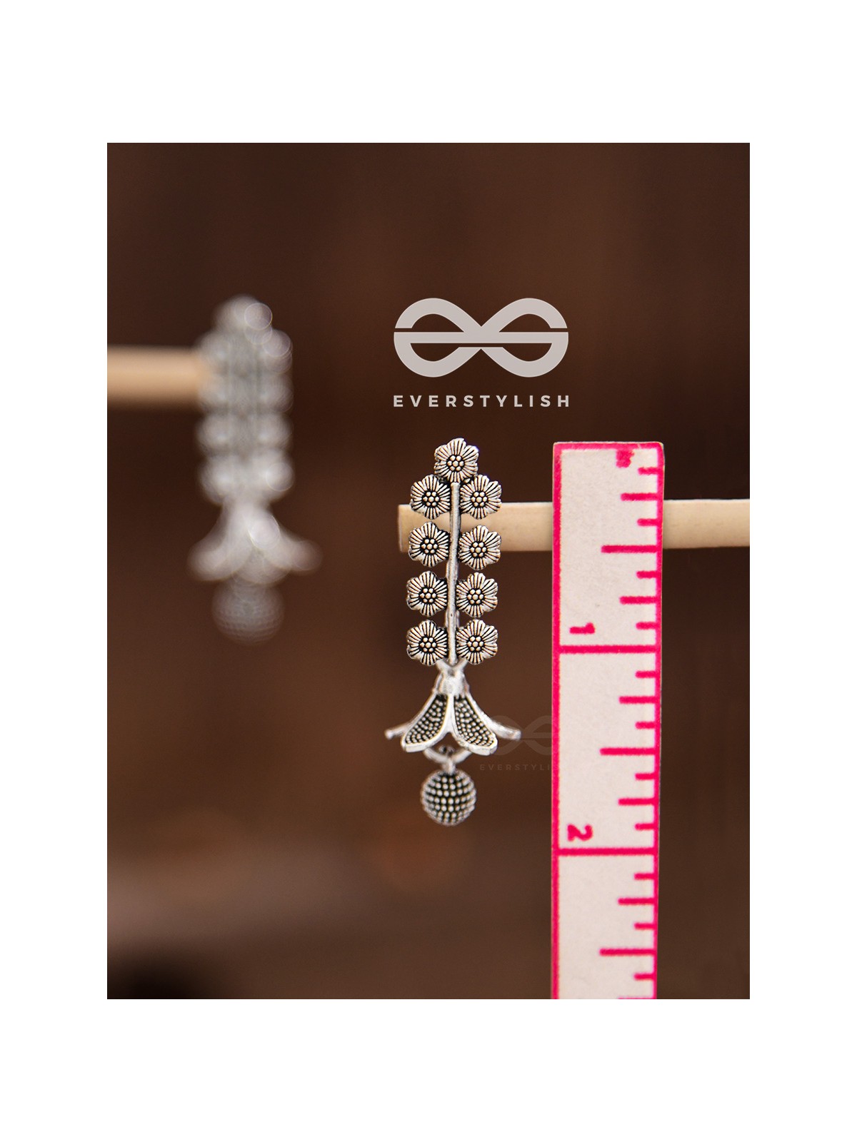The Floral Delight Bell Jhumkis - Oxidised Boho Earrings