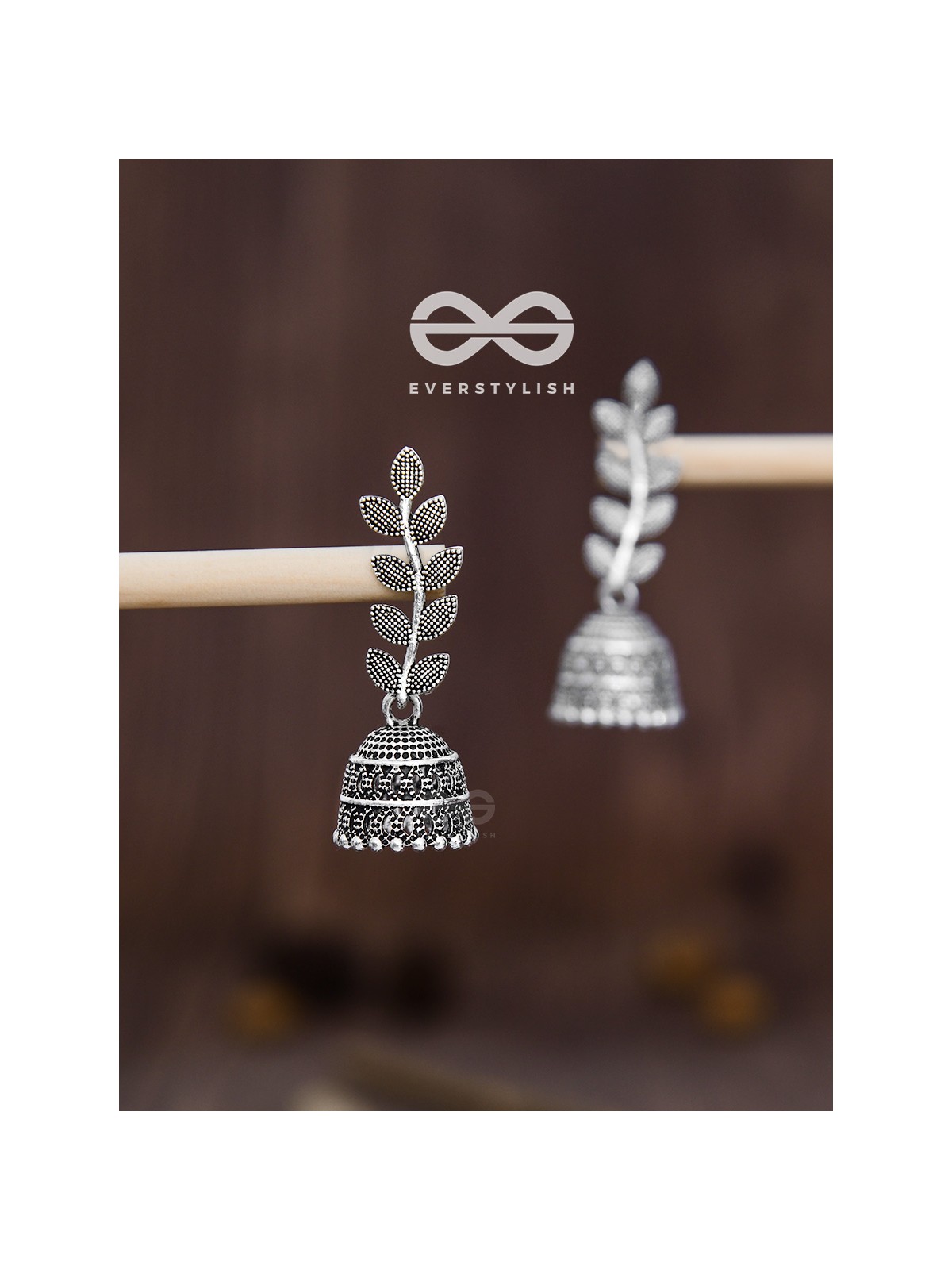 The Bohemian Leaflet Jhumkis - Oxidised Boho Collection