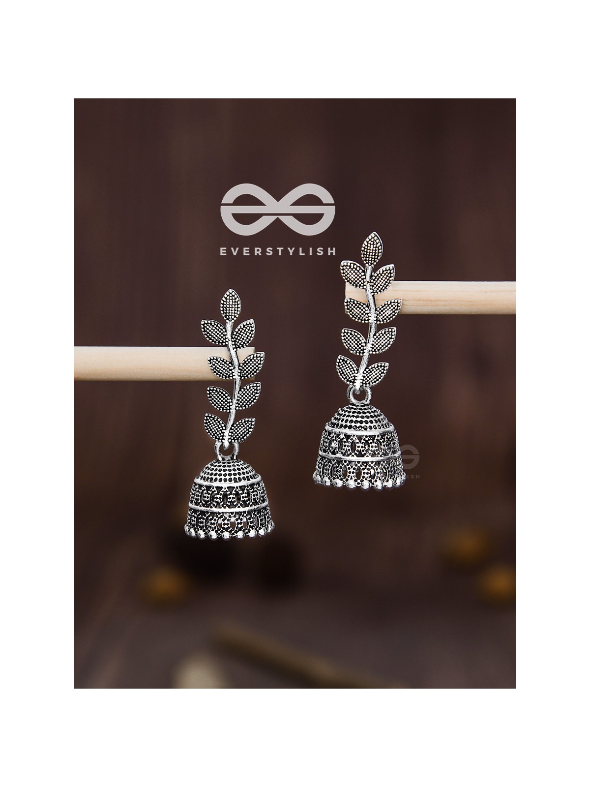 The Bohemian Leaflet Jhumkis - Oxidised Boho Collection