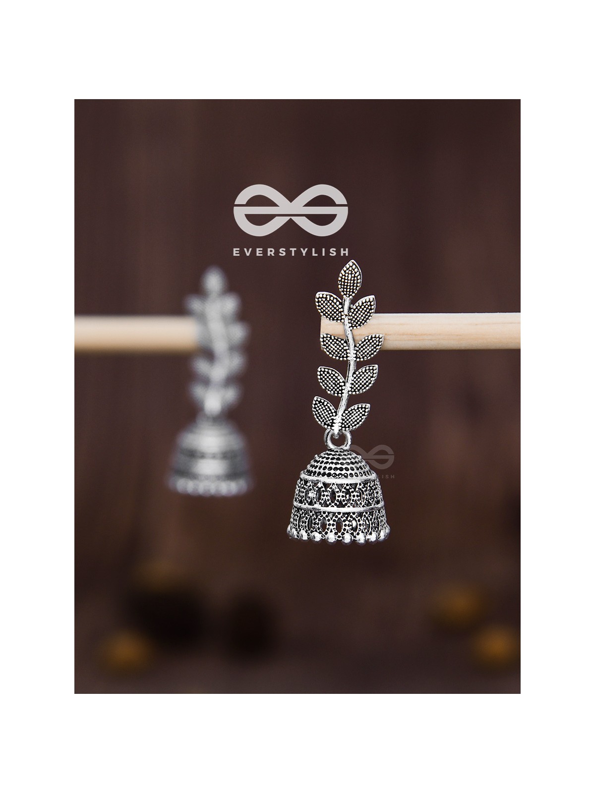 The Bohemian Leaflet Jhumkis - Oxidised Boho Collection