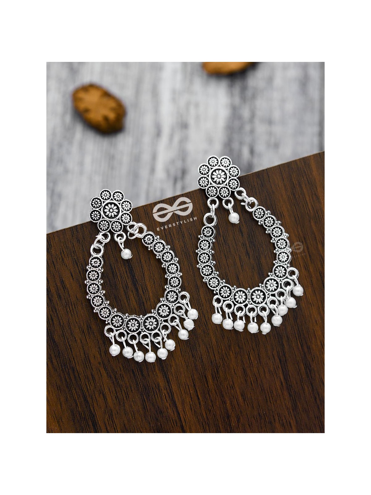 A Floral Intricacy - Oxidised Boho Earrings