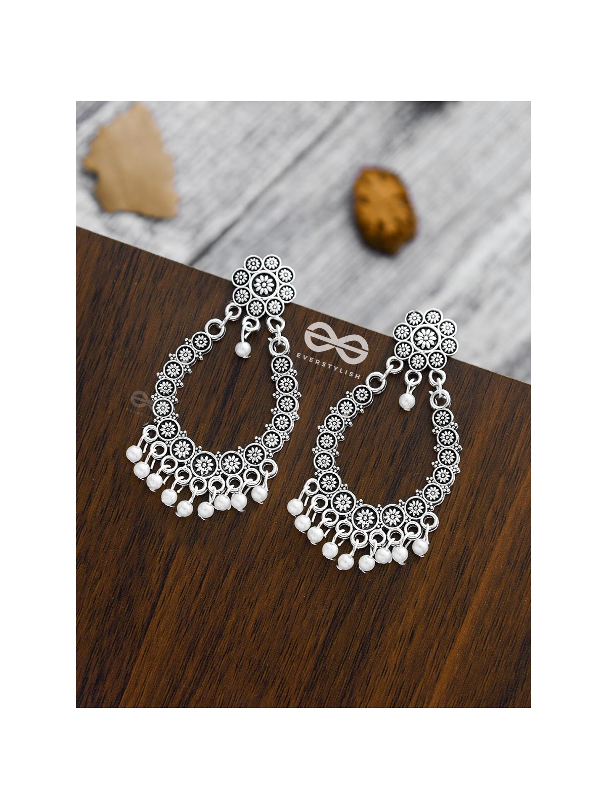 A Floral Intricacy - Oxidised Boho Earrings