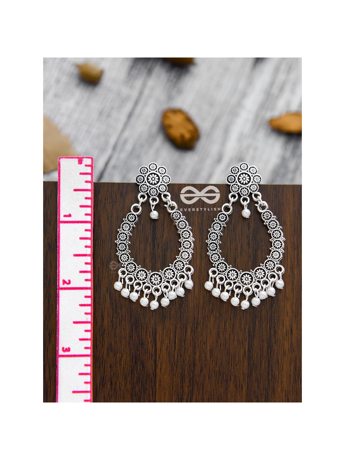 A Floral Intricacy - Oxidised Boho Earrings