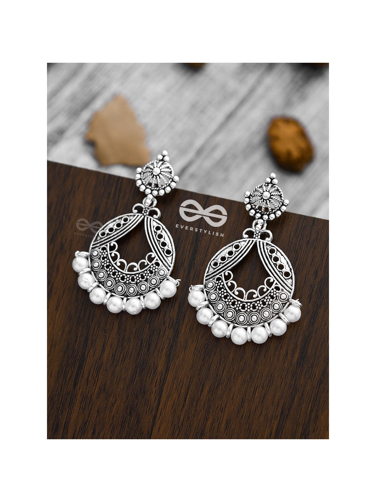 A Beautiful Pearl Artistry - Oxidised Boho Earrings
