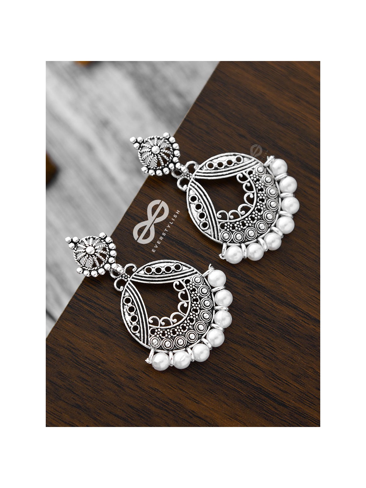 A Beautiful Pearl Artistry - Oxidised Boho Earrings