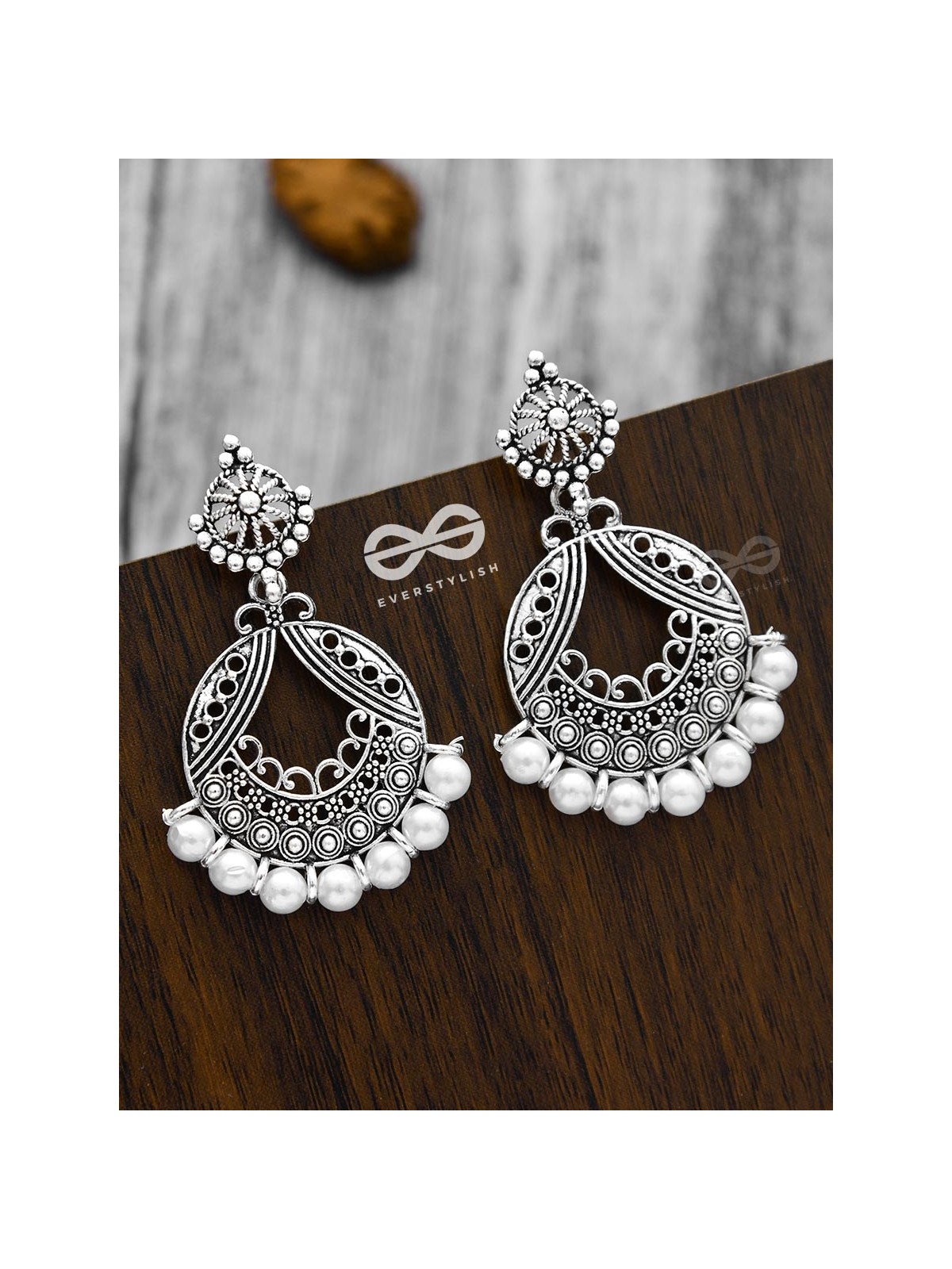 A Beautiful Pearl Artistry - Oxidised Boho Earrings