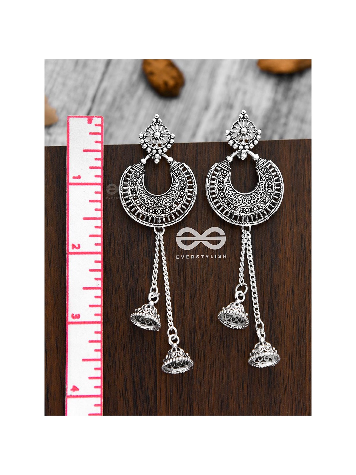 The Double Dangling Motif Moon Jhumkis
