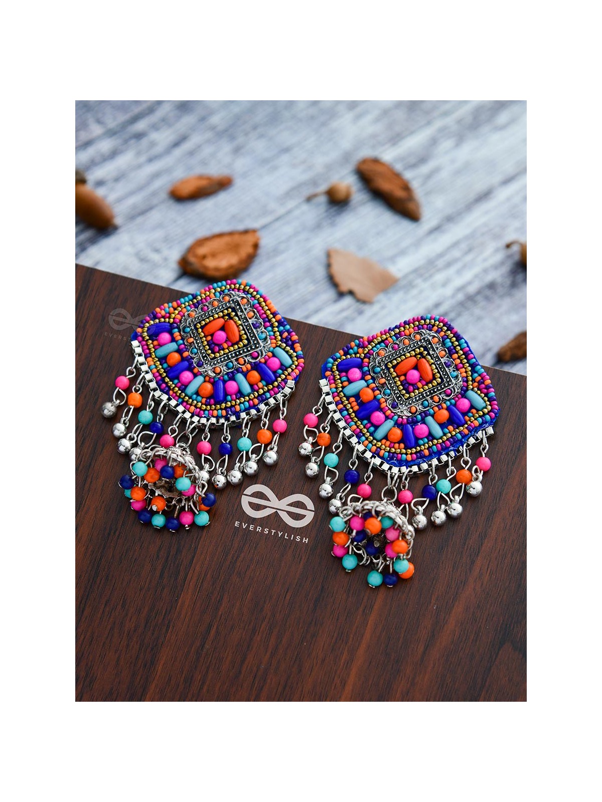 A Sensational Statement - Embroidered Oxidised Jhumkas