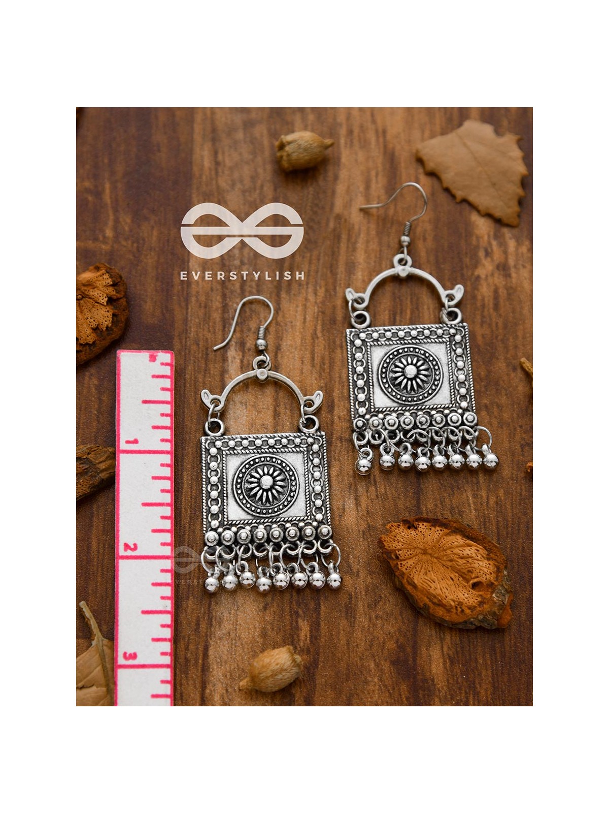 The Intricate Geometric Danglers - Oxidised Boho Earrings