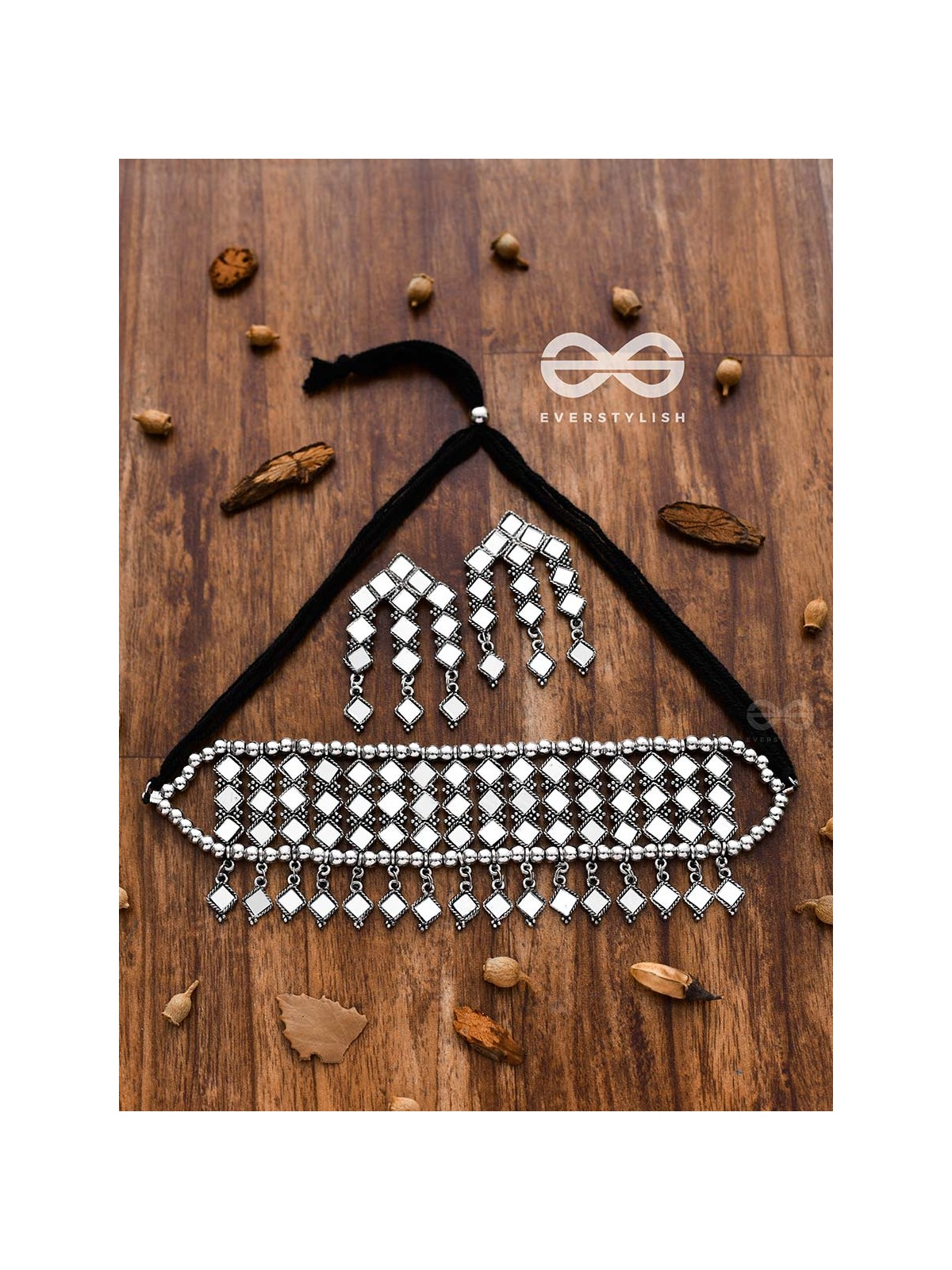 A Statement in Bohemian Elegance - Mirror Choker Set