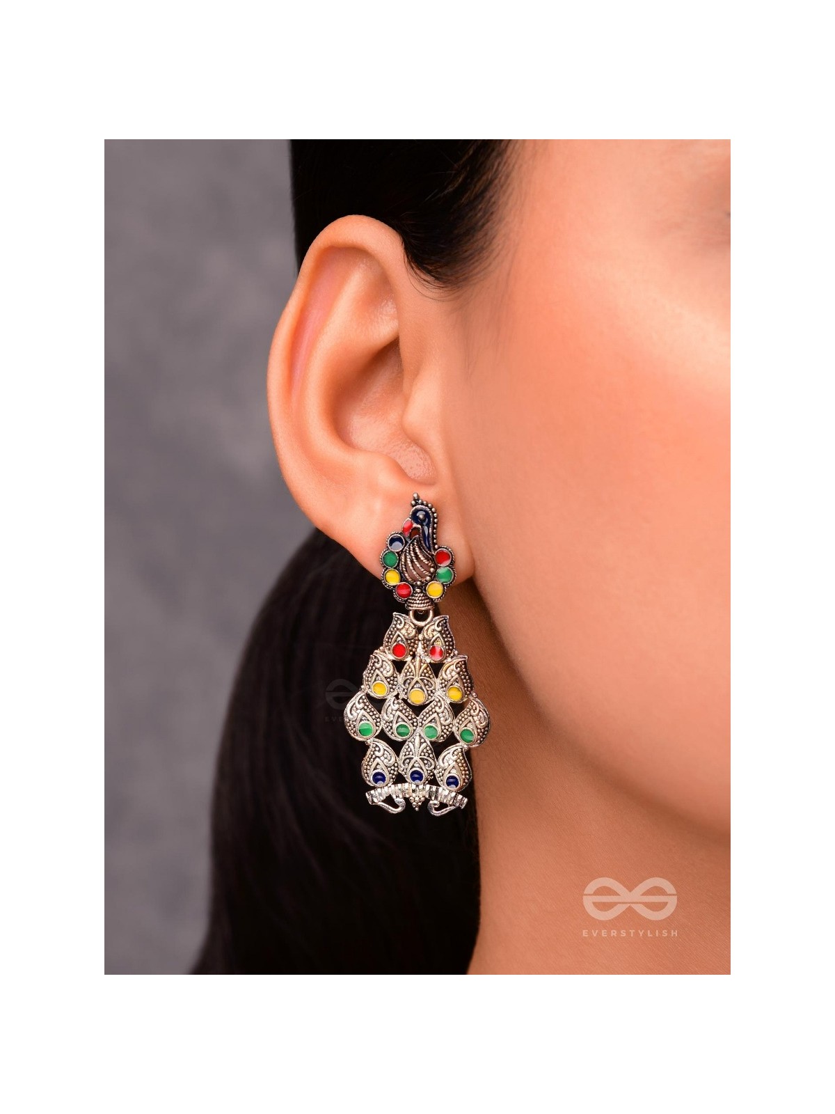 The Playful Peacocks - Colourful Enamelled Earrings