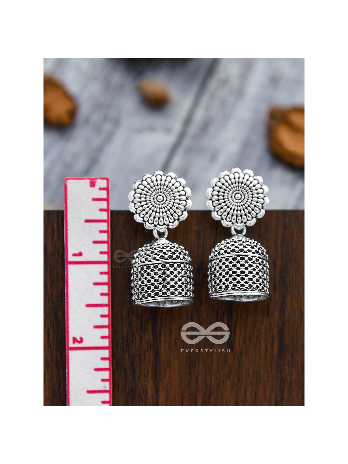 The untold mystery-  Oxidised boho cylindrical Jhumki