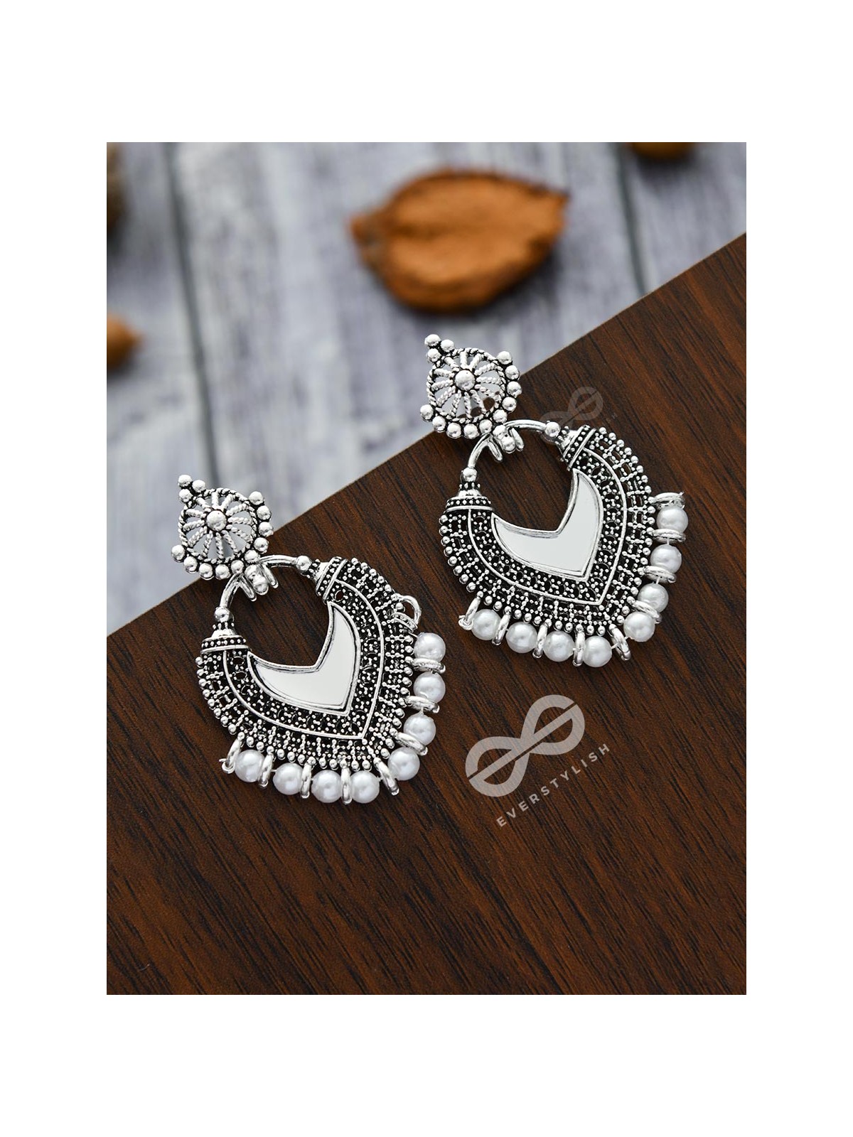 The Bohemian  Mirror Arwork - Statement Oxidised Earrings