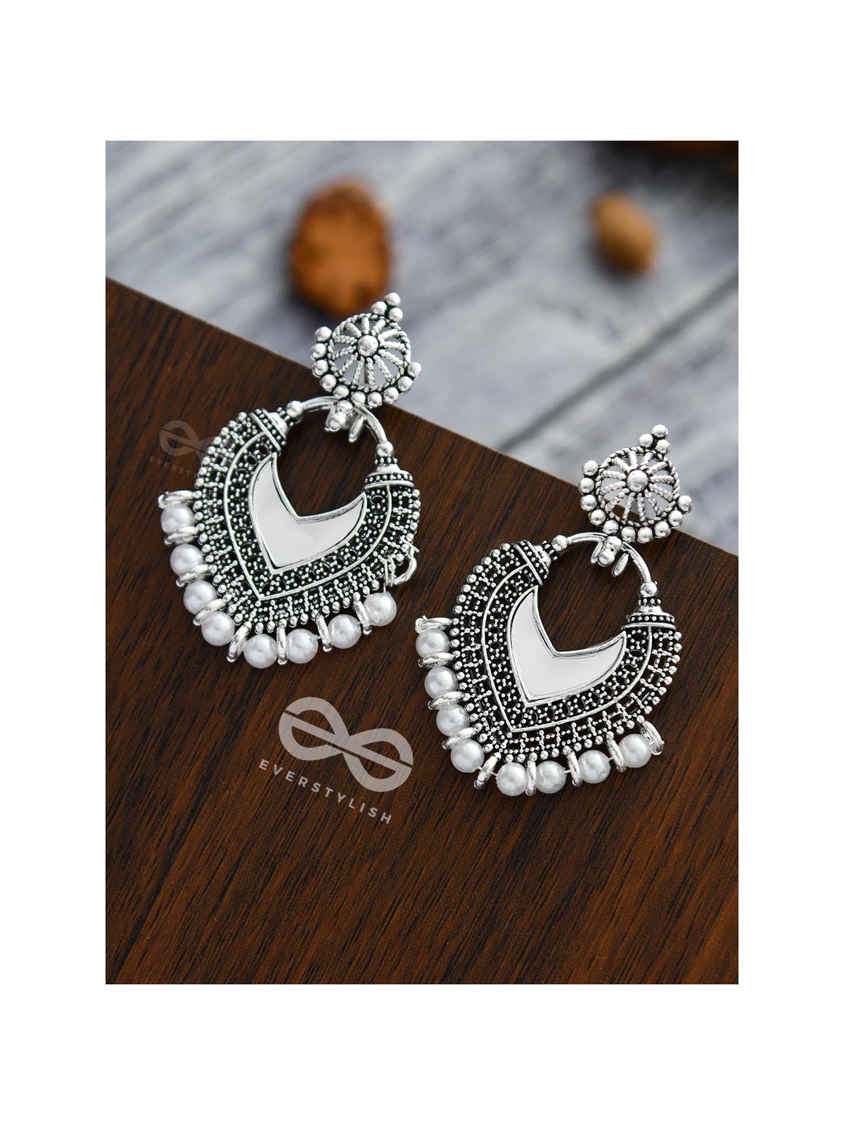 The Bohemian  Mirror Arwork - Statement Oxidised Earrings
