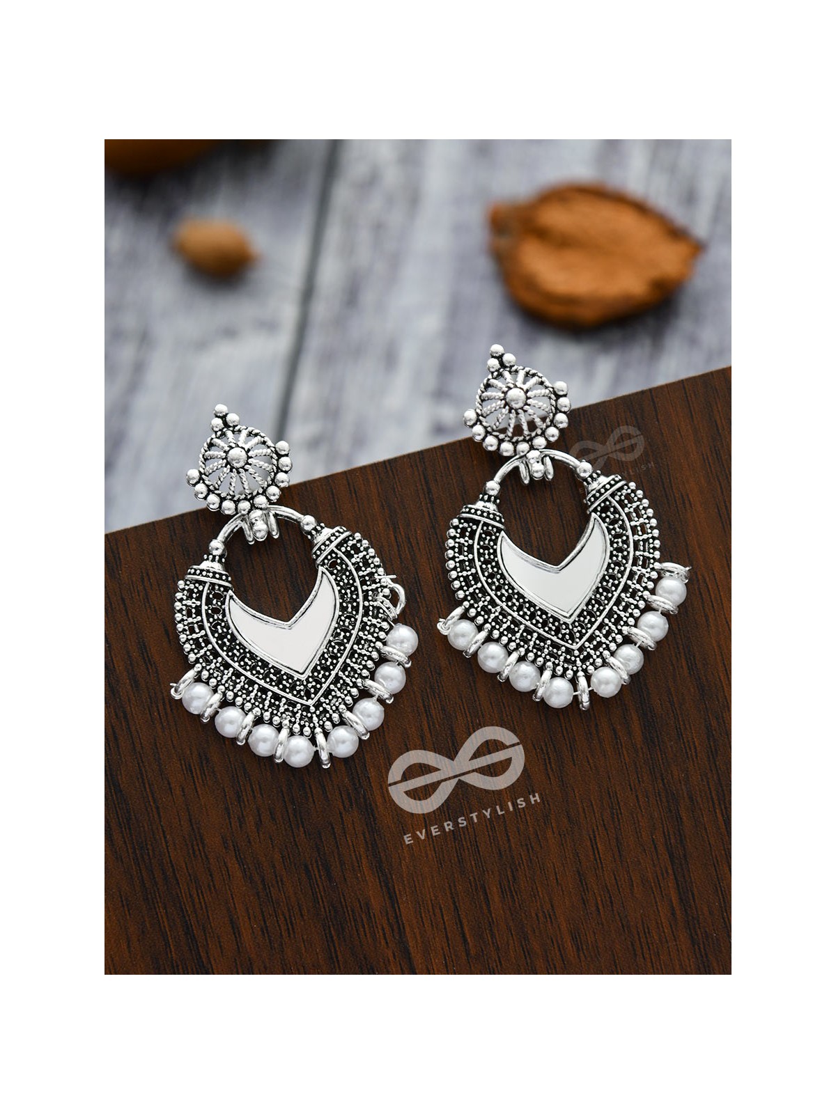 The Bohemian  Mirror Arwork - Statement Oxidised Earrings