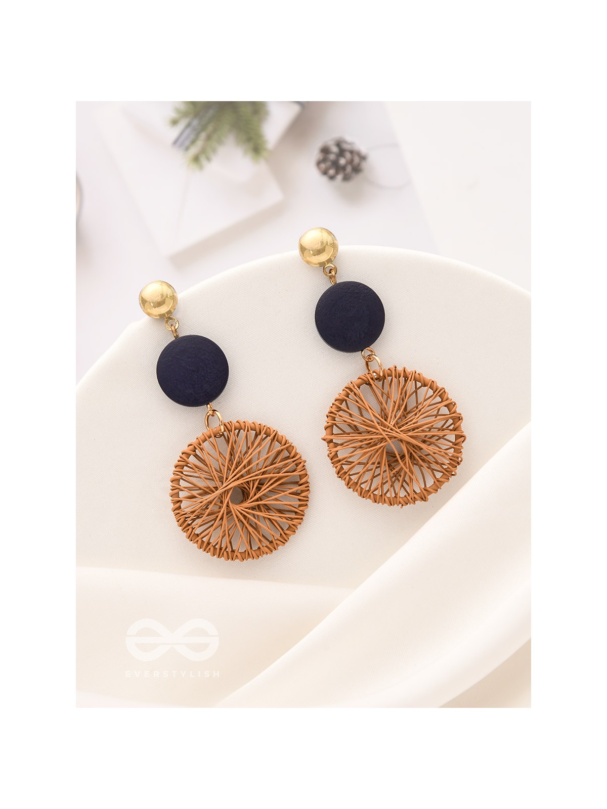 The Chic Woven Chakras (Brown) - Statement Dangler Earrings