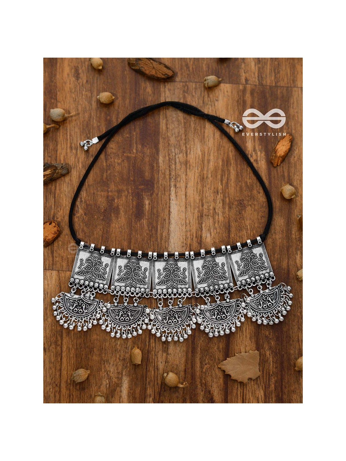 The Playful Peacock Artwork- Statement Oxidised Choker