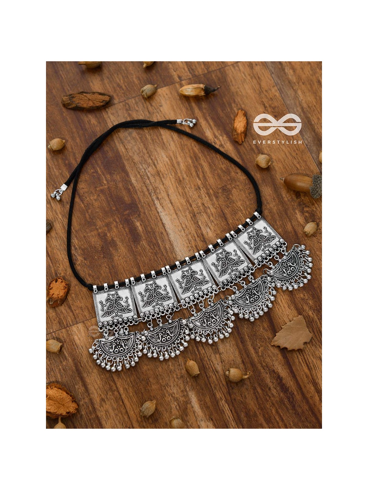 The Playful Peacock Artwork- Statement Oxidised Choker