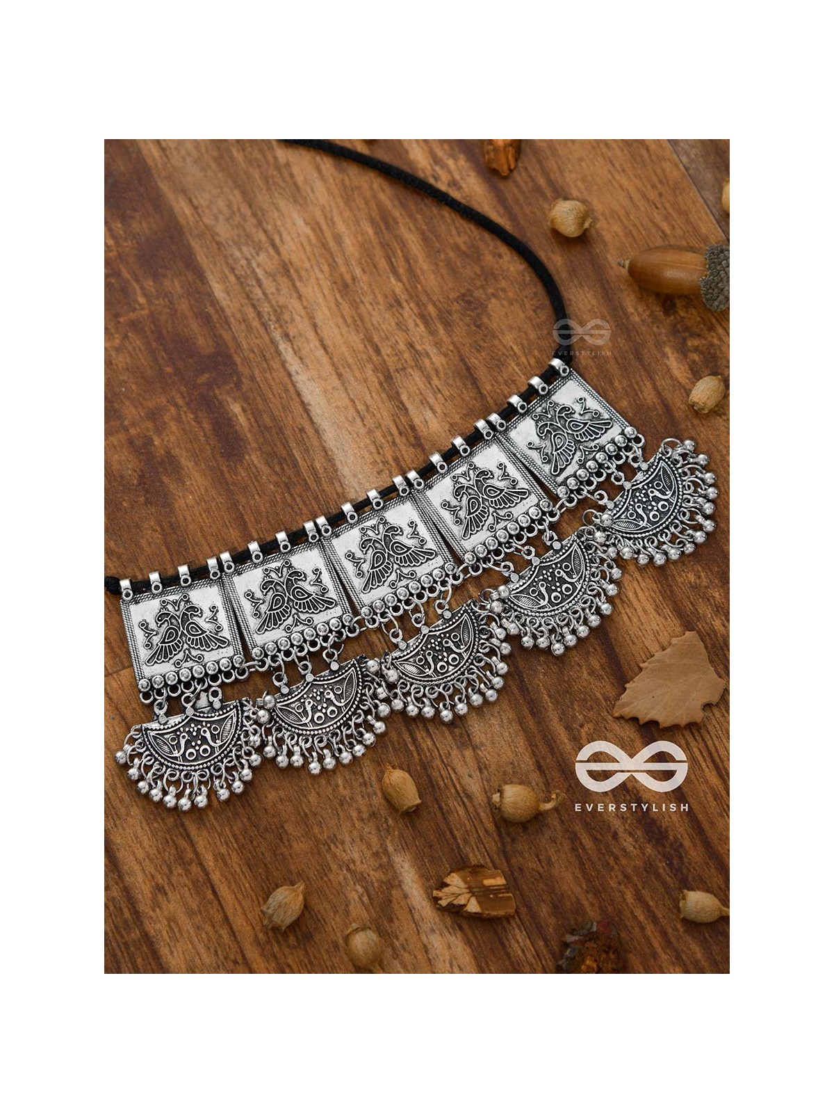 The Playful Peacock Artwork- Statement Oxidised Choker
