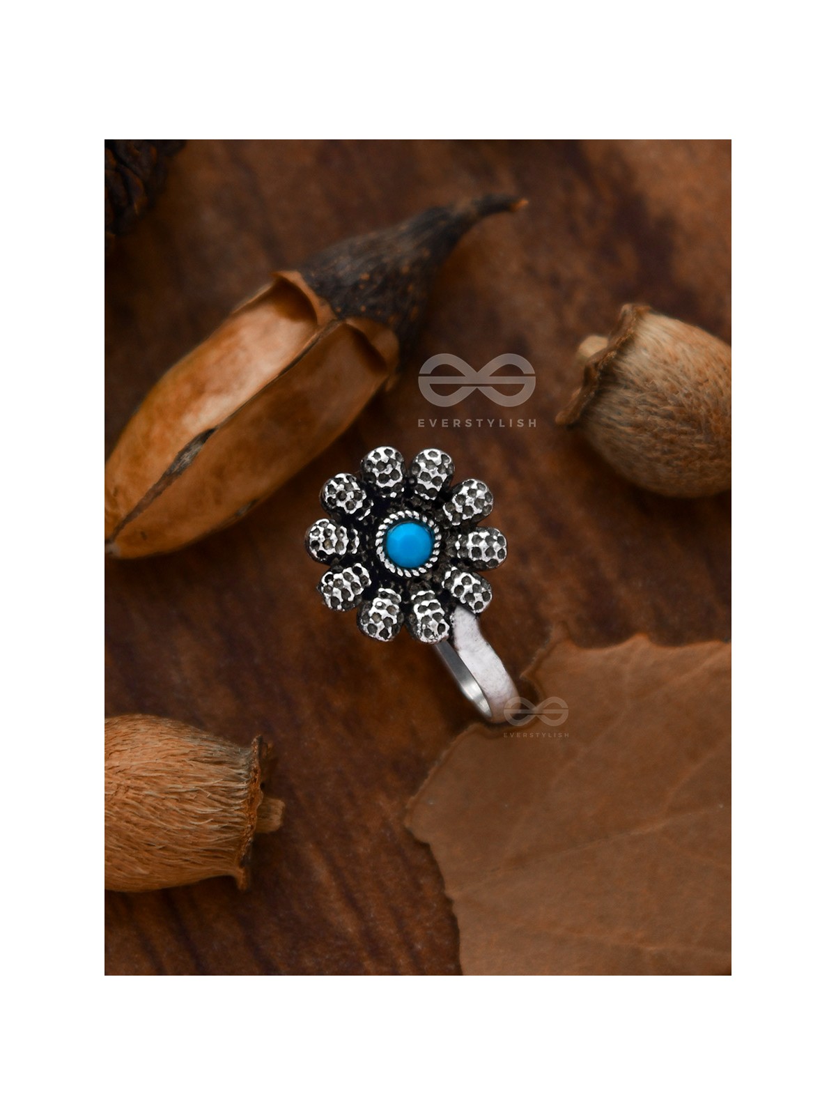 The Floral Fantasy - Embellished Non-pierced Nosepin (Turquoise)