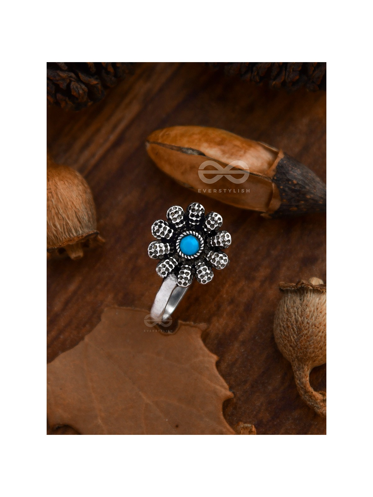 The Floral Fantasy - Embellished Non-pierced Nosepin (Turquoise)