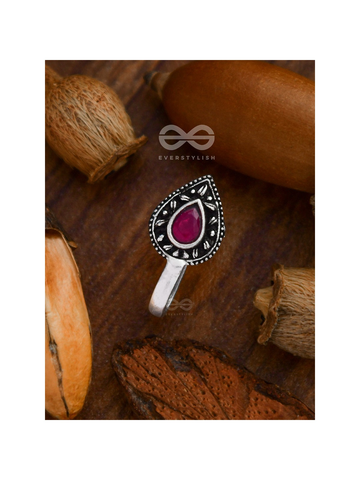 The Intricate Droplets - Embellished Non-pierced Nosepin (Ruby Red)