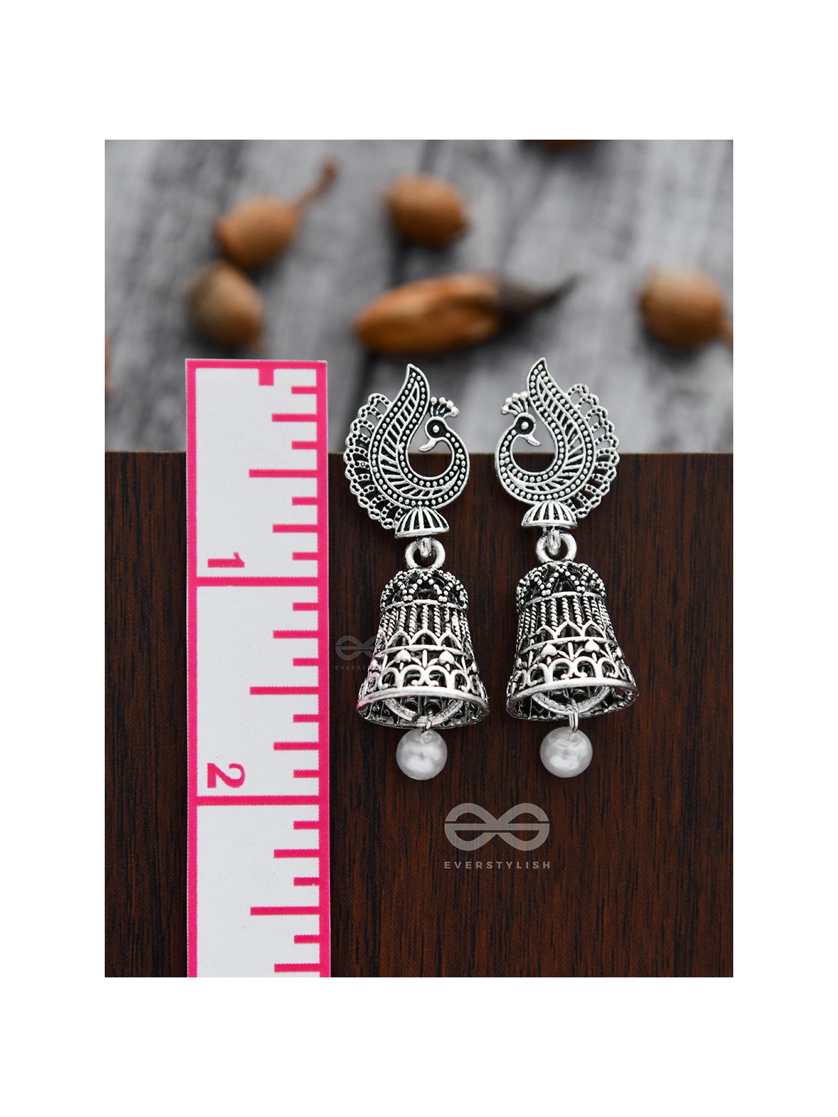 The Mesmerising Peacock Artwork Jhumkis - The Oxidised Boho Collection