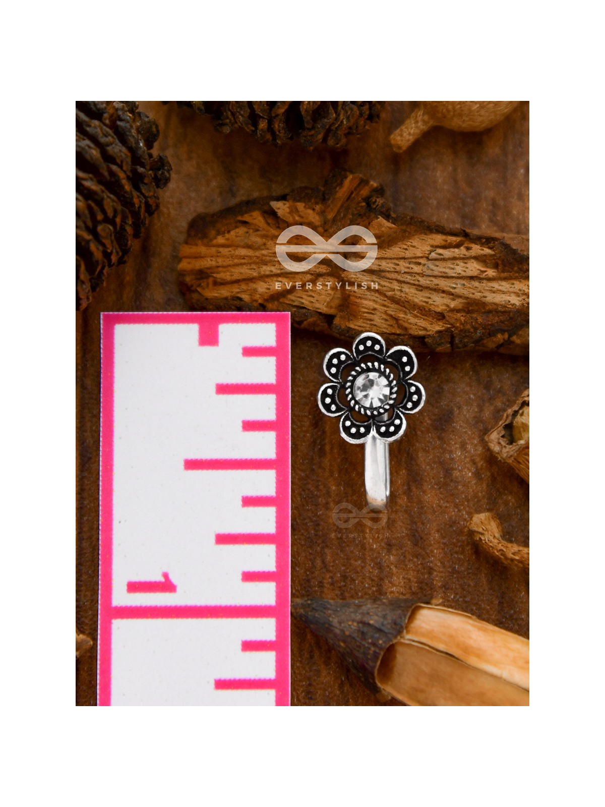 The Floral Delight - Embellished Non-pierced Nosepin (Shimmery White)