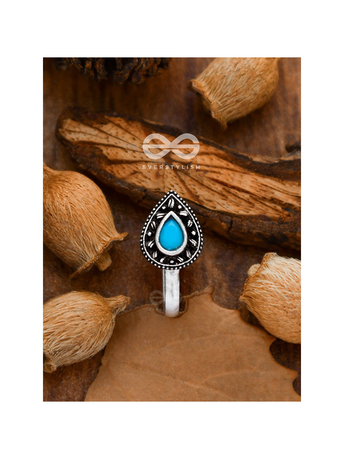 The Intricate Droplets - Embellished Non-pierced Nosepin (Turquoise)