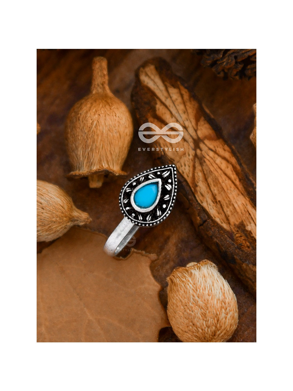 The Intricate Droplets - Embellished Non-pierced Nosepin (Turquoise)