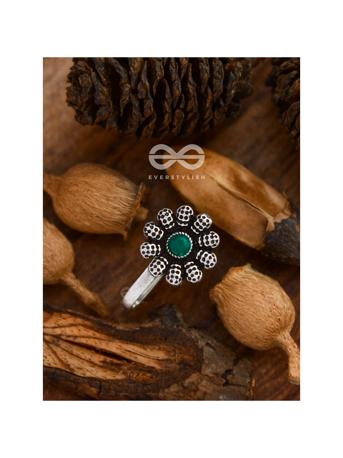 The Floral Fantasy - Embellished Non-pierced Nosepin (Emerald Green)