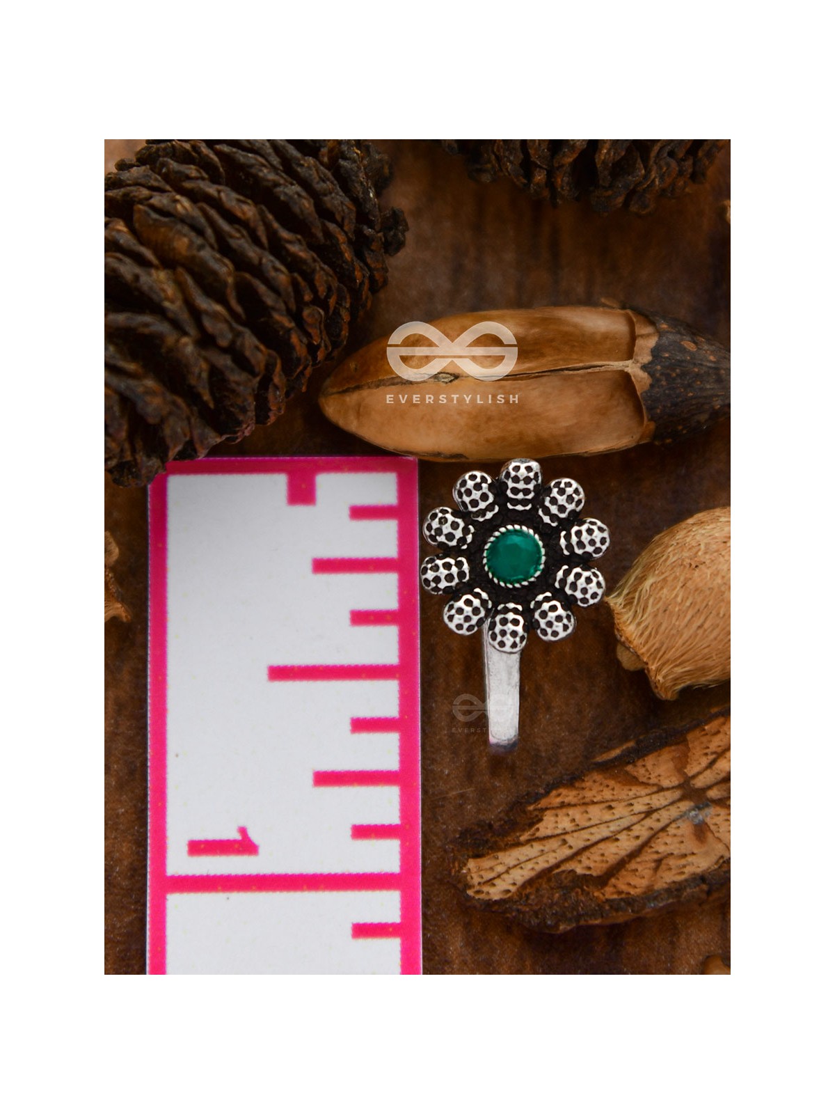 The Floral Fantasy - Embellished Non-pierced Nosepin (Emerald Green)