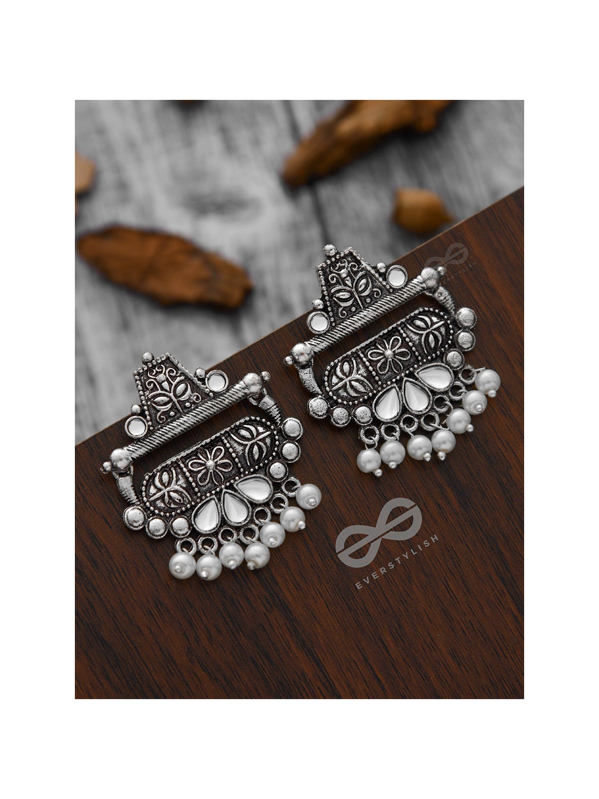 The Boho chic Intricate Embellished statement earrings (Fluid White)