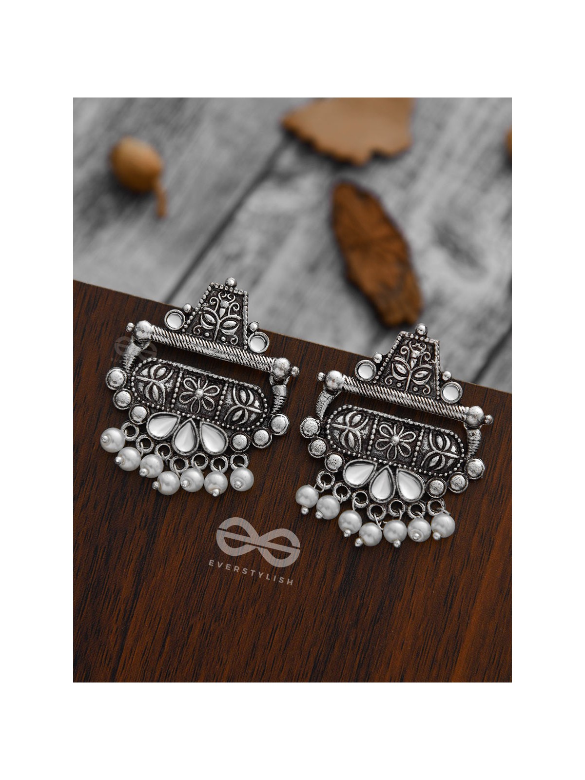 The Boho chic Intricate Embellished statement earrings (Fluid White)