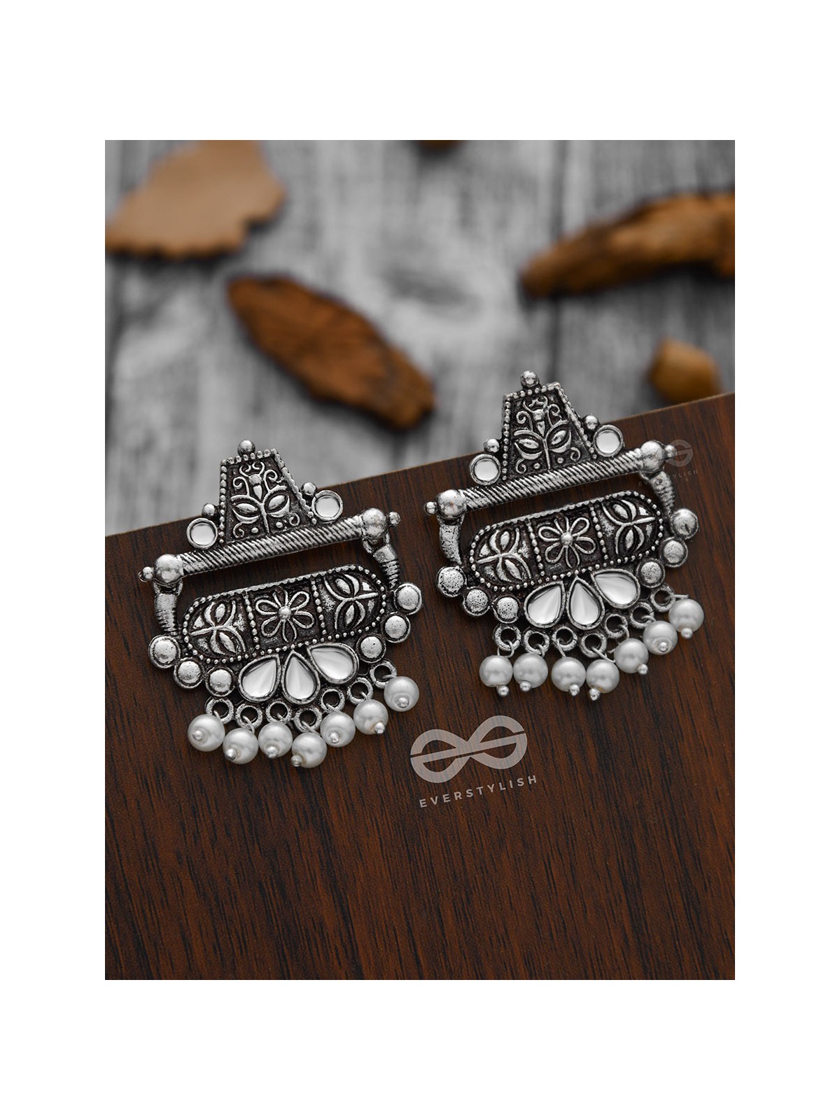 The Boho chic Intricate Embellished statement earrings (Fluid White)