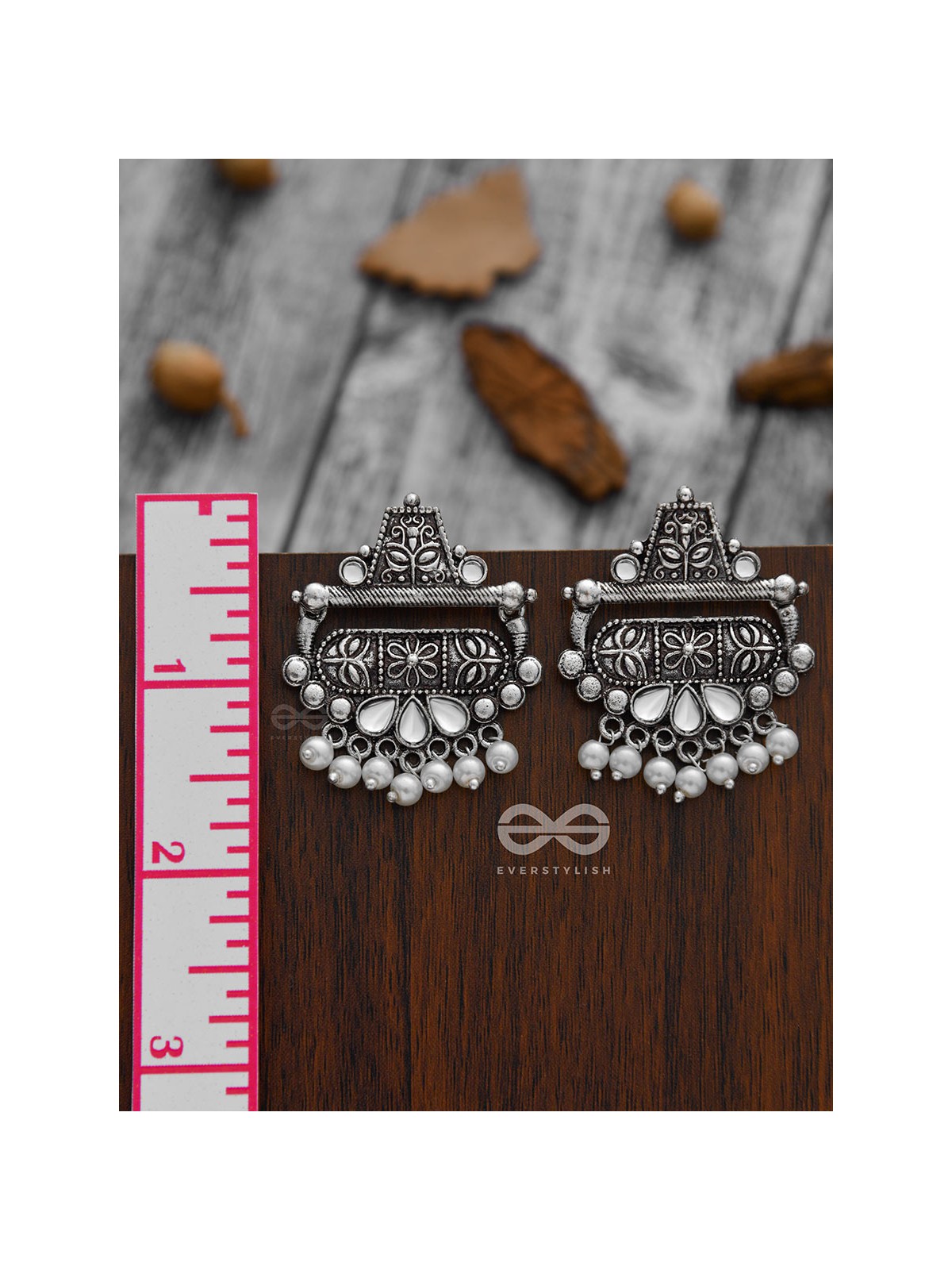 The Boho chic Intricate Embellished statement earrings (Fluid White)