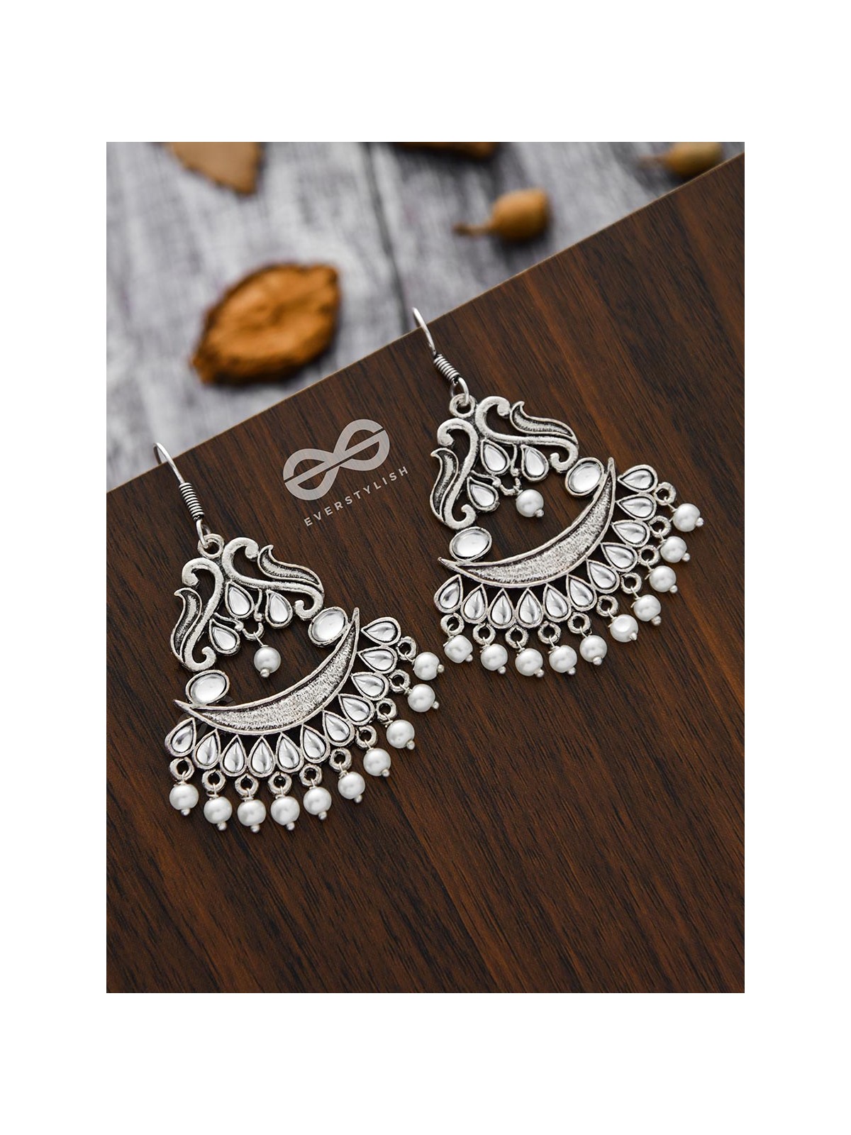 A Timeless Artwork - Embellished Oxidised Earrings