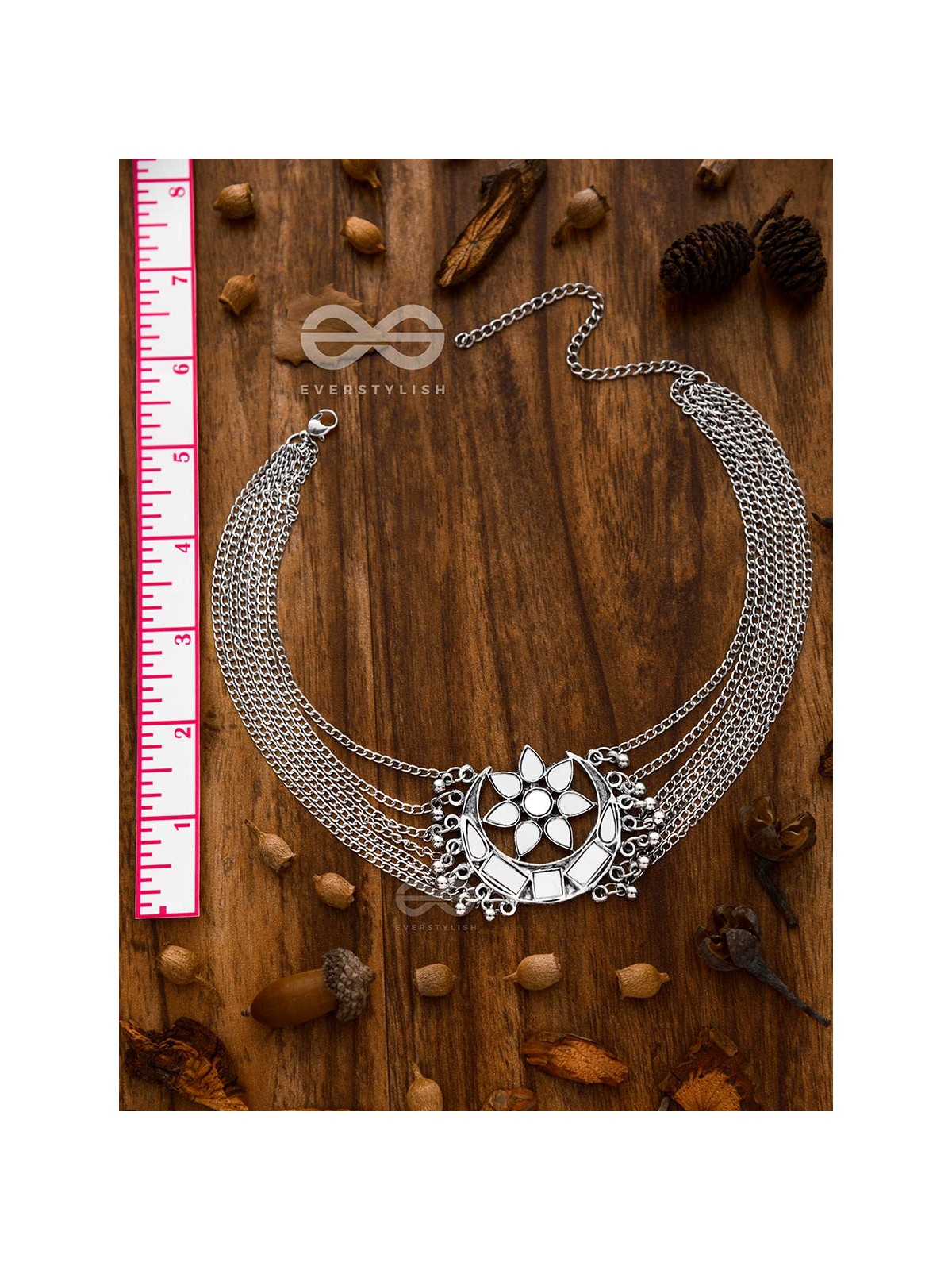 The Shimmery Eclipse - Set of Mirror Earrings and Neckpiece