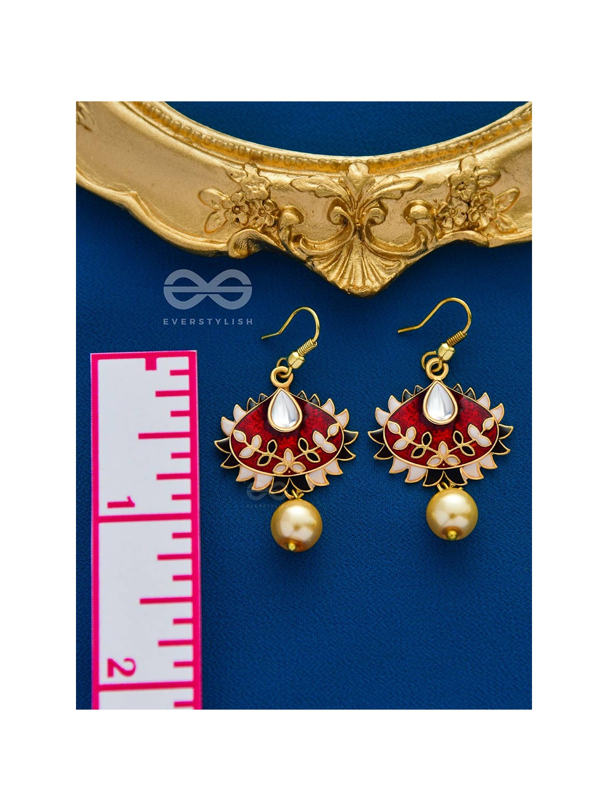 The Little Mesmerisers - Hand Painted Meenakari Earrings (White-Wine)
