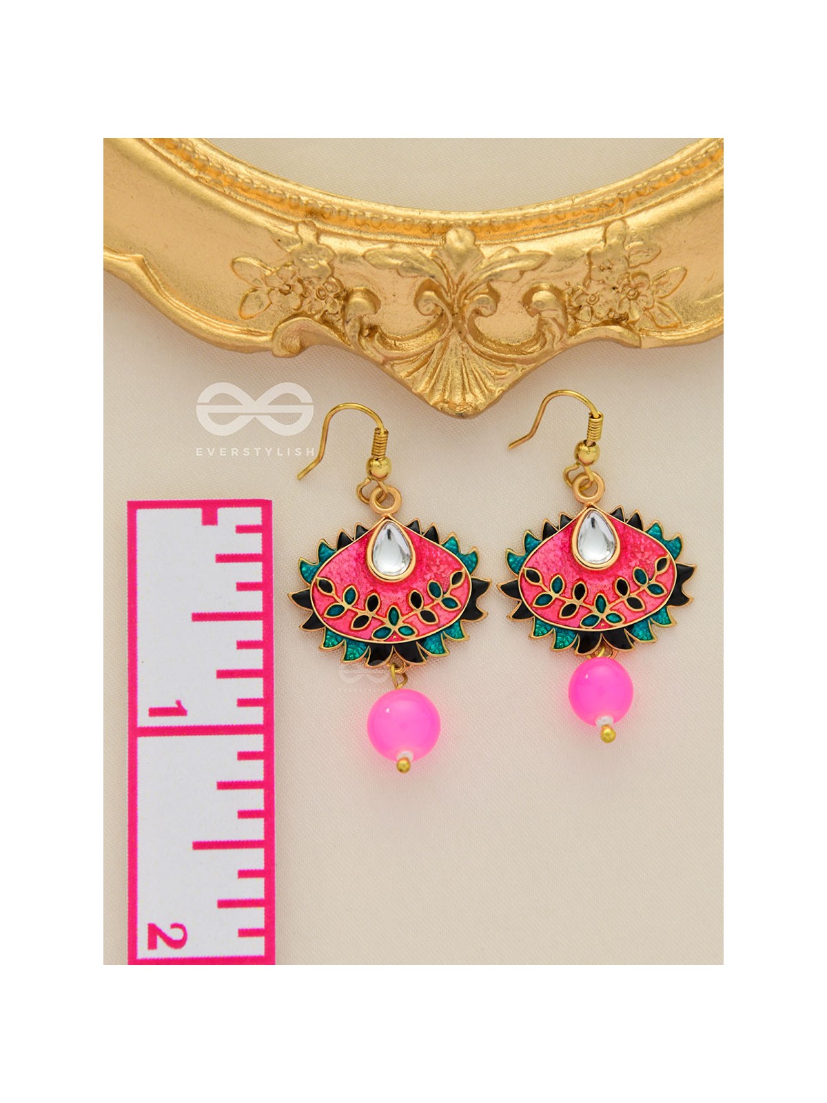 The Little Mesmerisers - Hand Painted Meenakari Earrings (Fuscia)