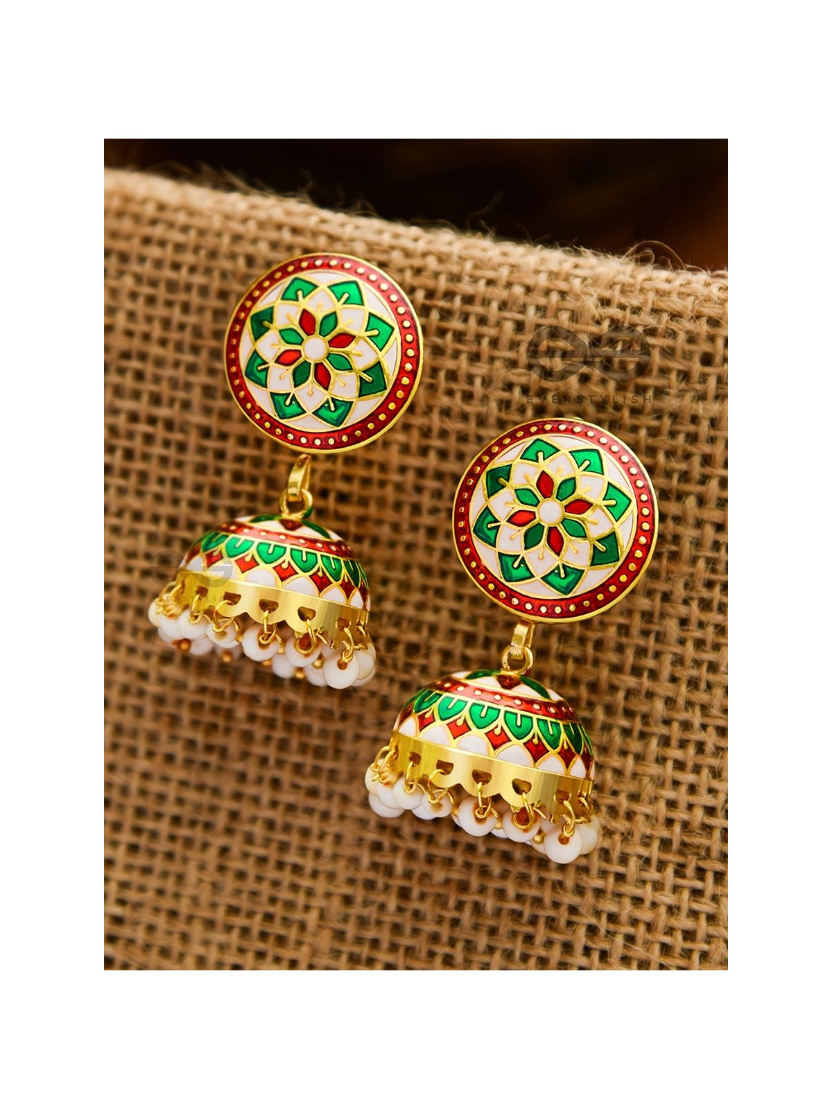The Statement of Elegance - HandPainted Meenakari Jhumkis