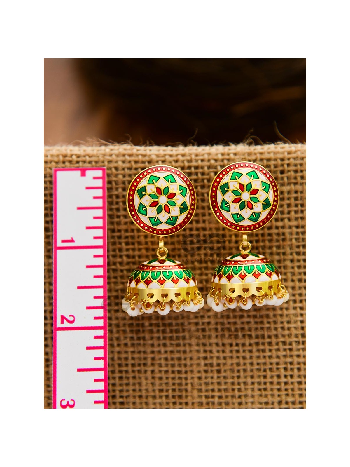The Statement of Elegance - HandPainted Meenakari Jhumkis