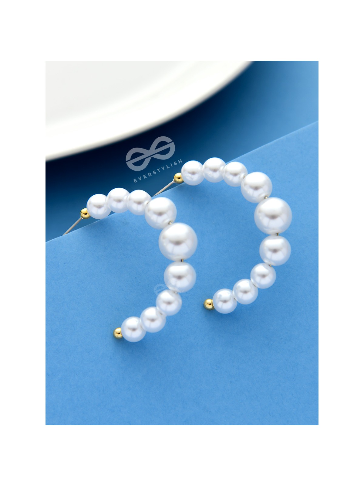 The Pearls of Goodness- Statement Half Hoops 