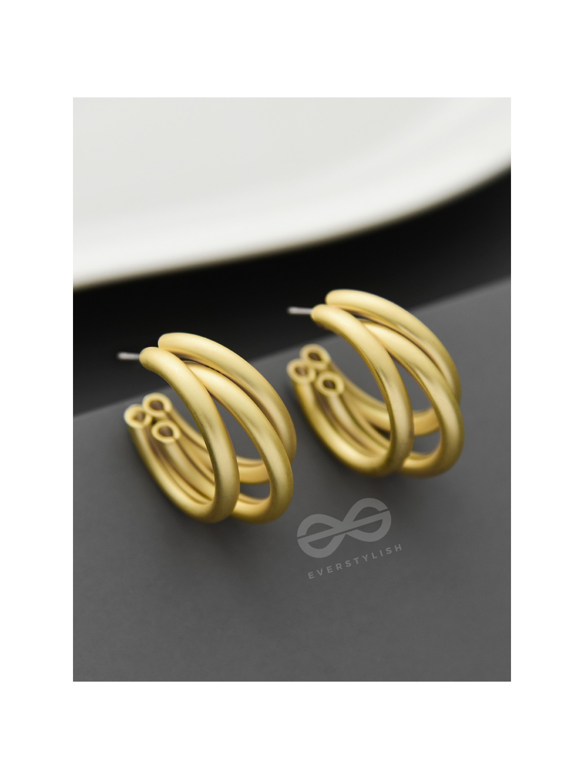 The Elegant Turns - Matte Finished Golden Hoops