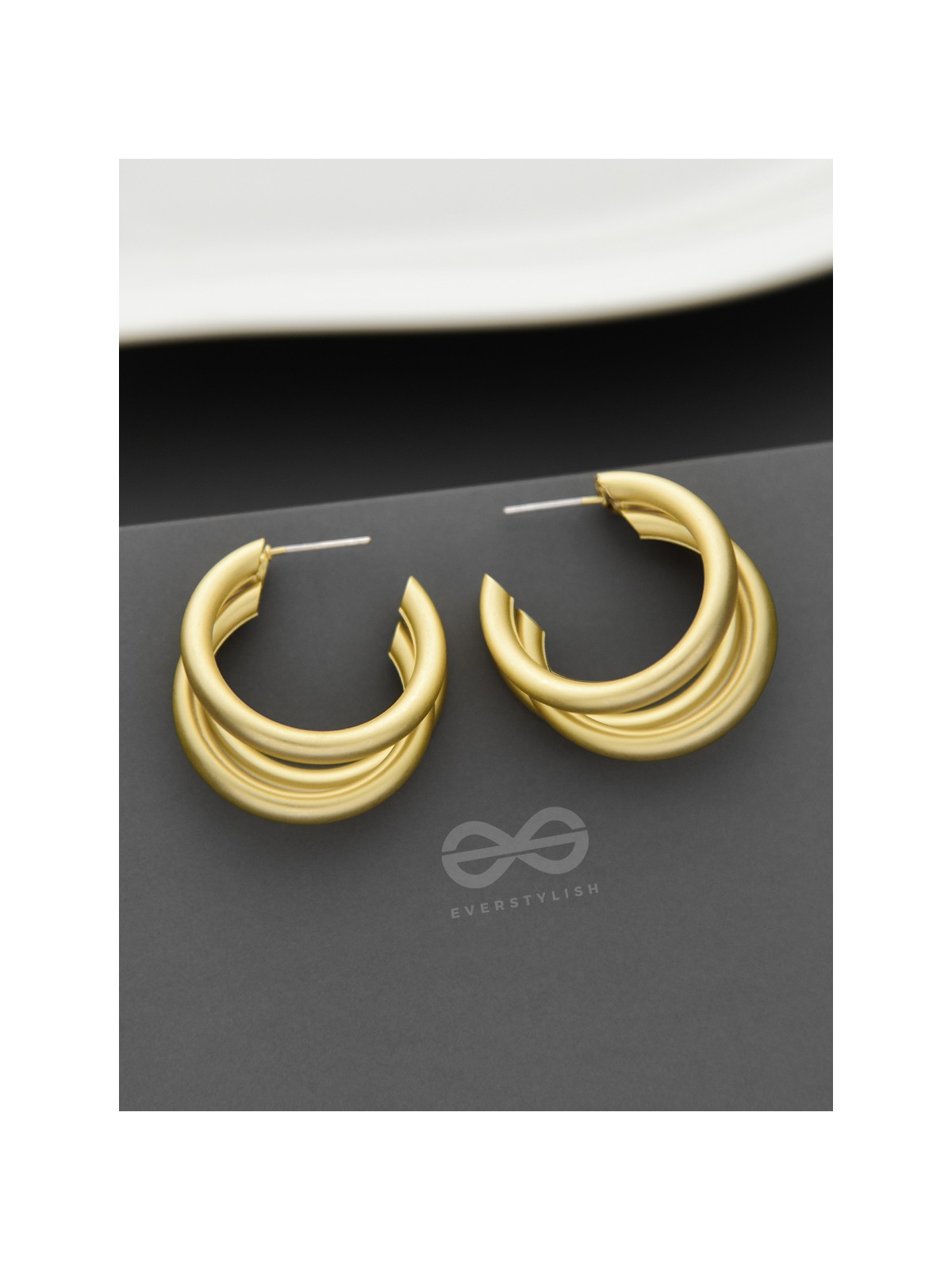 The Elegant Turns - Matte Finished Golden Hoops